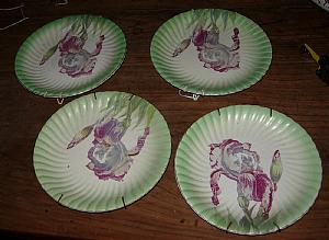 4 plates with irises